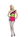View Item Adult Ladies rock star 8-10 80s Neon Eighties Zebra Print Fancy Dress Halloween 